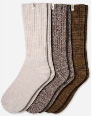 UGG Rib Knit Slouchy Crew 3 Pack Polyester Blend/Recycled Materials - Brown