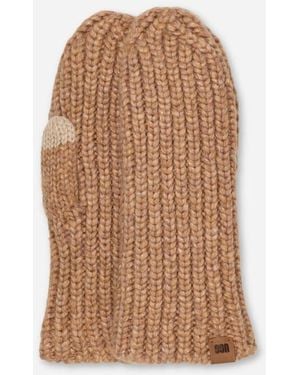 UGG Chunky Rib Mitten Knit Gloves - Brown