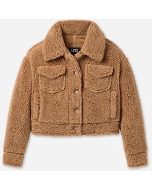 UGG Frankie Short Trucker Jacket Fleece - Brown