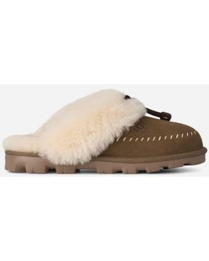 UGG Coquette Stitch Sheepskin Slippers - Black