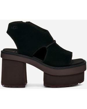 UGG New Heights Platform Suede Sandals - Black