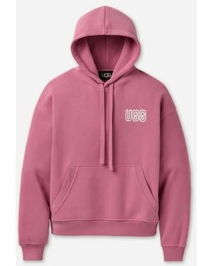 UGG Logo Hoodie Cotton Blend Tops - Pink