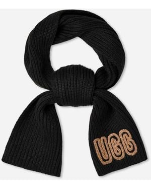 UGG Chunky Crafted Rib Scarf Acrylic Blend - Black