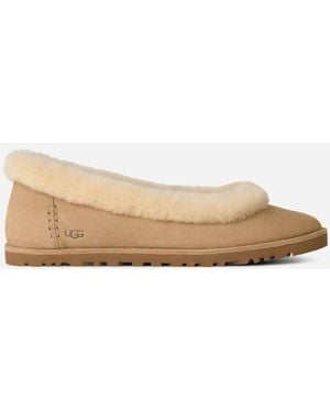 UGG Zora Ballet Flat Sheepskin Shoes - Brown