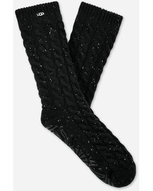 UGG Elowyn Cable Knit Fleece Lined Acrylic Blend - Black