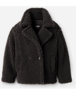 UGG Gertrude Short Teddy Coat Faux Fur - Gray