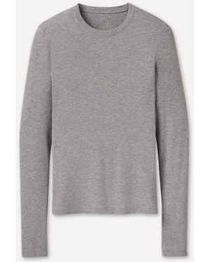 UGG Aidelene Long Sleeve Rib Tee Tops - Gray