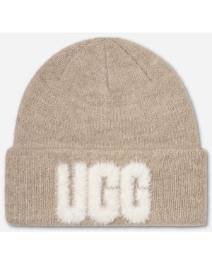 UGG Flauschige Beanie Mit Logo Für Damen - Natur