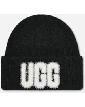 UGG Bonnet Fuzzy À Logo - Noir
