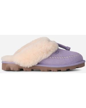 UGG Coquette Stitch Sheepskin Slippers - Black