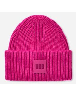 UGG Bonnet Côtelé Épais Pour Femme - Rose