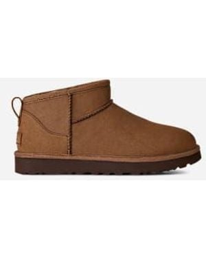 UGG Botte Classic Ultra Mini En Nubuck - Marron