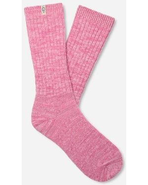 UGG Rib Knit Slouchy Crew Sock Polyester Blend/Recycled Materials - Pink