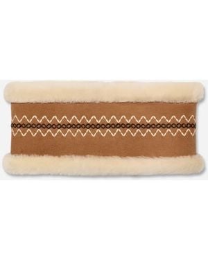 UGG Atherson Embroidered Headband Sheepskin Earmuffs - Natural
