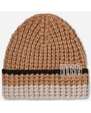 UGG Waffle Stripe Beanie - Brown