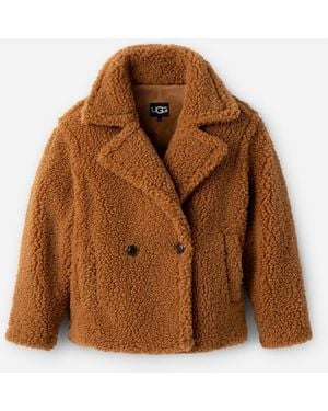 UGG Gertrude Short Teddy Coat Faux Fur - Brown