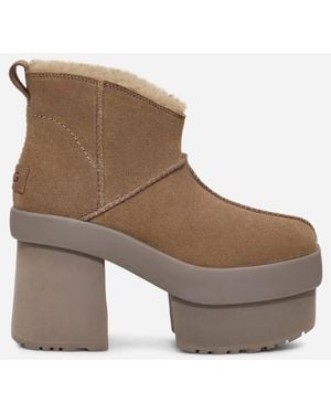 UGG New Heights Platform Mini Sheepskin Boots - Grey