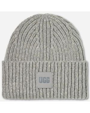 UGG Chunky Rib Beanie Polyester Blend - Gray