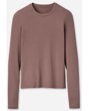 UGG Aidelene Long Sleeve Rib Tee Tops - Brown