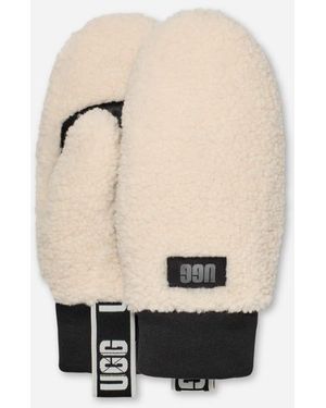 UGG Fäustlinge Aus Fluff Mit Logo-Tape Für Damen - Natur