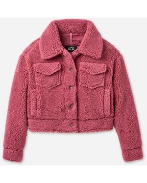 UGG Frankie Short Trucker Jacket Fleece - Red