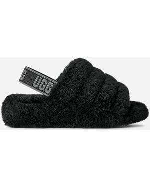 UGG Fluff Yeah Slide Sheepskin Slippers - Black