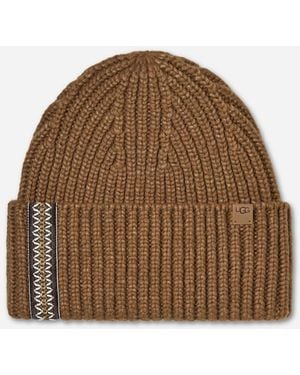 UGG Chunky Rib Braid Beanie - Brown