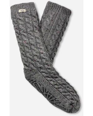 UGG Elowyn Cable Knit Fleece Lined Acrylic Blend - Gray