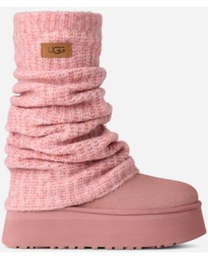 UGG Classic Mini Dipper Legwarmer Knit Classic Boots - Pink