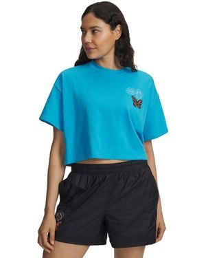 Under Armour Ua Icon Boxy Crop Day Of The Dead Heavyweight Short Sleeve - Blue
