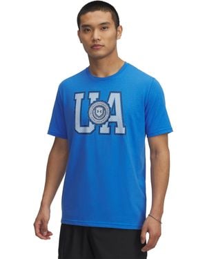 Under Armour Ua College Crest Logo Short Sleeve - Blue