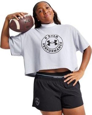 Under Armour Ua X P-star Performance Oversized Crop T-shirt - White