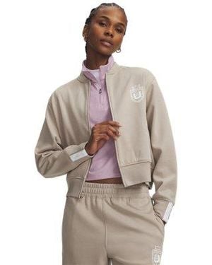 Under Armour Ua Gameday Double Knit Unrivaled Bomber Jacket - Natural