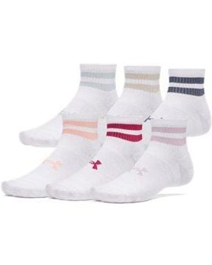 Under Armour Ua Essential 6-pack Quarter Socks - White