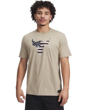 Under Armour Project Rock Freedom Bull Short Sleeve - Natural