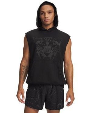 Under Armour Ua Hb Run Fleece Sleeveless Hoodie - Black