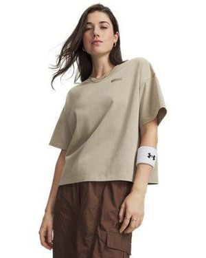 Under Armour Ua Boxy Wash Heavyweight Short Sleeve - Brown