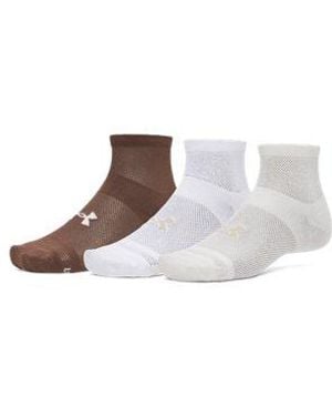 Under Armour Ua Essential Mesh 3-pack Quarter Socks - White