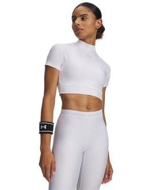 Under Armour Heatgear Crop Mock Short Sleeve Halo - White