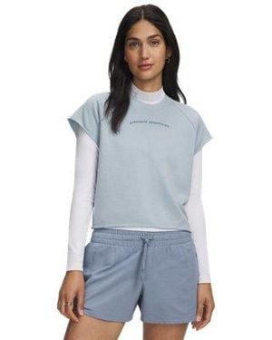 Under Armour Icon Wordmark Cut Off Short Sleeve Fog Metallic - Blue
