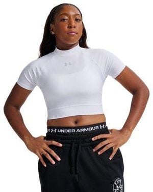 Under Armour Ua X P-star Performance Heatgear® Crop Mock Short Sleeve - White
