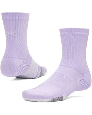 Under Armour Curry Armourdry Playmaker Mid-crew Socks - Purple