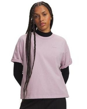 Under Armour Ua Heavyweight Wash Wordmark Boxy Short Sleeve - Purple