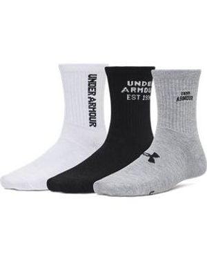 Under Armour Ua Essential 3-pack Mid Crew Socks - Black