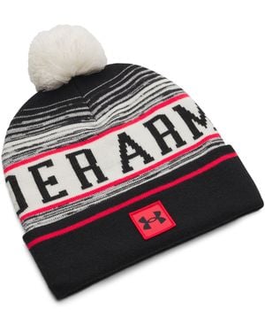 Under Armour Halftime Pom Beanie Stone Racer - Red
