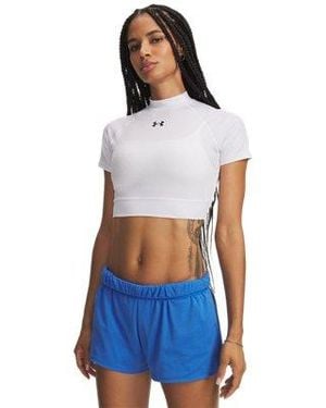 Under Armour Heatgear® Emboss Crop Mock Short Sleeve - White