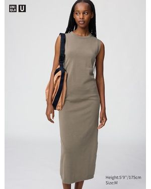 Uniqlo 3D Cotton Knit Dress - Brown