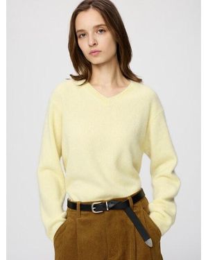 Uniqlo Maglione 100% Cashmere Morbido Scollo A V - Giallo