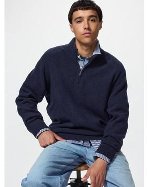 Uniqlo Soufflé Yarn Half-Zip Jumper - Blue