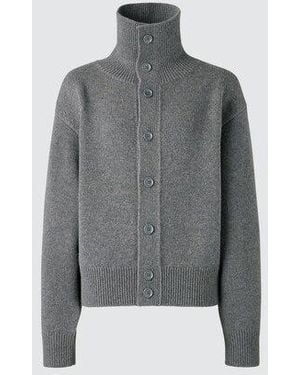 Uniqlo Cárdigan 100% Lana Cuello Alto - Gris